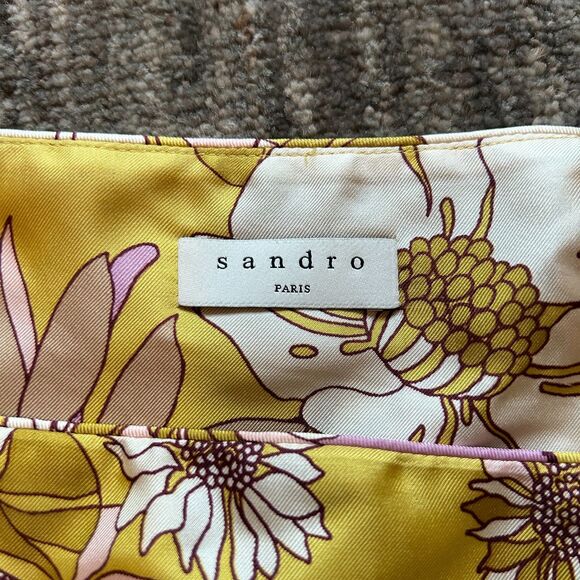 Sandro Paris Printed Silk Puff Sleeve Top,  Size 1 (equivalent of a small) - Picture 4 of 12